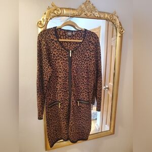 Rafella Leopard Print Long Cardigan